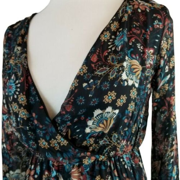 Elena Baldi Floral Print Asymmetrical Ruffled Hem Chiffon Dress Size XS - Picture 4 of 11